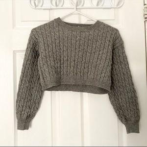 Fashion Nova Grey Cropped Sweater